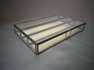 Artisan Design B20 Glass Cosmetic Jewelry Organizer <b>Box</b> with Iron/Glass Frame for <b>Makeup</b> and Jewelry Storage - Product Image 3