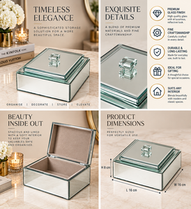 Caja de Almacenamiento de Joyas de Cristal con Perilla Cúbica, Acabado Brillante, Forro Suave, Organizador Decorativo para Recuerdos y Cosméticos - Product Image 6