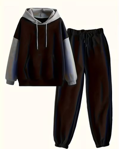 Men's Breathable 380g Hoodie Sweatpants Set Casual Winter Wear Polyester French Terry Knitted Fabric Hooded Joggers - Product Image 1