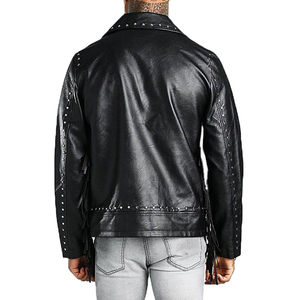 Best Looking OEM Service Men's Winter Casual <b>Fringe</b> Leather Jacket High Quality Genuine Style Stand Collar <b>Fringe</b> Leather Jacket - Product Image 3