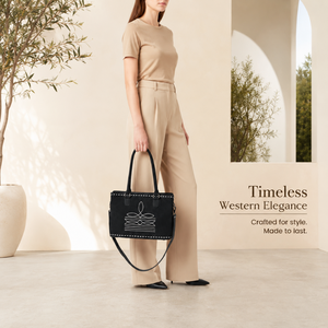 Western Genuine Suede Leather Shoulder <b>Bag</b> with Embroidered Stitch Detail Detachable Crossbody Strap Women's Fashion Handbag - Product Image 3