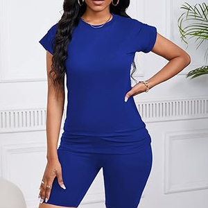 Women Plus Size Oversized T Shirt and Biker Shorts <b>Matching</b> Outfit Casual Lounge Wear - Product Image 2