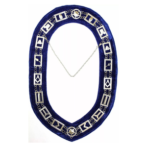 Collar de cadena de metal dorado para logia masónica con joyas, forro de terciopelo azul, tela de alta calidad, collar de cadena personalizado - Product Image 6