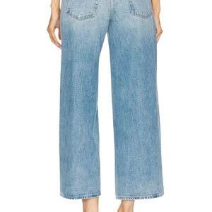 Pantalones Vaqueros de Cintura Alta, Pierna Ancha, Lavado Claro, Algodón, Corte Holgado, Largura al Tobillo, Estilo Casual, Jeans de Primavera para Mujer - Product Image 5