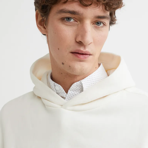 Sweat à capuche oversize pour homme 100% coton, molleton tricoté uni, logo personnalisé sur le devant, manches classiques, streetwear d'hiver - Product Image 5