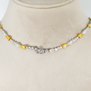 Collier pendentif en or blanc 14 carats avec diamants blancs et jaunes fantaisie, le plus vendu, pour mariée ou mariage et anniversaire, au prix d'usine - Product Image 2