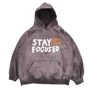 Acid Washed Winter Fleece Cotton Blended <b>Men's</b> Lined Pullover Regular Fit Hoodies High Quality Eco-Friendly Fashion Apparel - Product Image 4