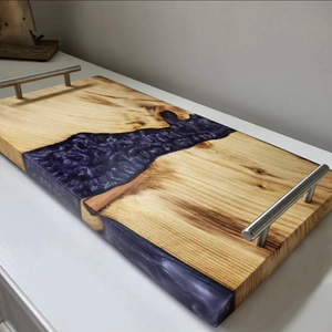 Custom Logo <b>Coffee</b> Tray Acacia Wood and <b>Epoxy</b> Resin Serving Tray for Hotels and Restaurant Resin Tray - Product Image 5