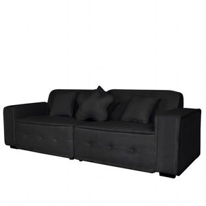 Sofá Seccional Chesterfield Moderno de Terciopelo Negro para Sala de Estar con 3 Cojines y Patas - Product Image 6