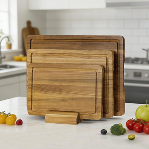 Ensemble de 3 planches à découper en bois d'acacia naturel, prix usine, avec support et rainure pour jus, pour cuisine, en provenance du Vietnam - Product Image 2