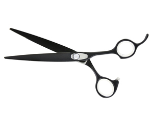 Ciseaux de coiffure professionnels OEM personnalisés pour la coupe et l'éclaircissement des cheveux, entièrement noirs, en acier inoxydable, pour barbier, ultra-affûtés - Product Image 4
