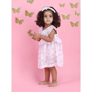 Polka Tots Sin mangas Flamingo Fingers Print vestido con diadema-Multicolor - Product Image 4