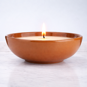 Bol en céramique Terracotta Glow, large, épais, résistant à la chaleur, finition brillante et lisse, mèche unique, élégant, pour décoration intérieure - Product Image 1