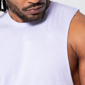 Débardeur uni blanc sans manches pour homme, col rond, décontracté, en coton tricoté, respirant, séchage rapide, pour l'entraînement - Product Image 4