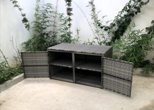 Ensemble de meubles de patio en osier gris pour l'extérieur Boîte de rangement décorative en métal et aluminium pour le salon pour l'intérieur et l'extérieur. - Product Image 2