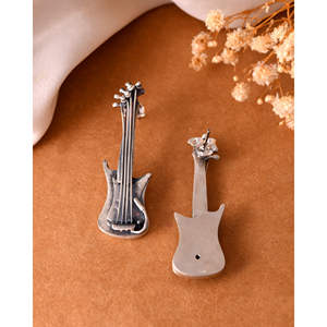 Meera Jaipur Silver <b>Stud</b> <b>Earrings</b> MTER527 for Guitar Players-Elegant and Durable <b>Fine</b> Jewelry for Music Lovers India - Product Image 3