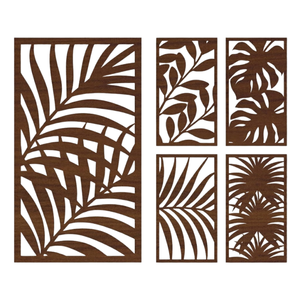 Conjunto de Arte Mural Tropical de Madera con Corte Láser de Lujo, con Patrones de Palmeras y Botánicos |   Elegantes Paneles Decorativos Hechos a Mano para Interiores - Product Image 1