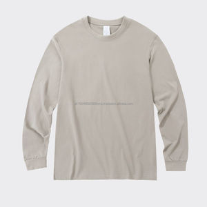 T-shirt à manches longues unisexe 100% coton et fibre de bambou Logo personnalisé Maillot de corps respirant à col rond Sale-230gsm chaude Poids du tissu - Product Image 3