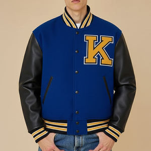 Veste universitaire en cuir personnalisée pour homme, coupe-vent, boutonnée, décontractée, style universitaire, tenue d'équipe d'automne - Product Image 3