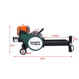 Fendeuse de bûches électrique horizontale compacte de 7 tonnes avec double volant d'inertie, retour automatique de 20 pouces, moteur portable de 63 cm³, machinerie forestière - Product Image 3