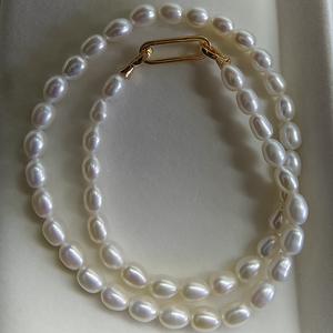 Collier en perles de riz sans graines de haute qualité en argent S925, boucle de 5 à 6 mm, jeune et élégant - Product Image 3