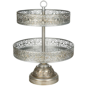 Moderno Soporte de Pastel de Aluminio de 2 Niveles, Bandeja de Exhibición de Postres de Metal Pulido Brillante para Bodas y Fiestas, Decoración Ecológica para el Hogar - Product Image 5