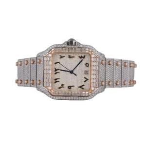 Montre en diamant moissanite de haute qualité pour hommes, montre-bracelet en acier inoxydable étanche, disponible au prix de gros - Product Image 1