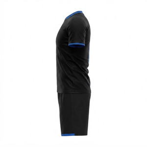 Conjunto de Camiseta de Fútbol Personalizada Unisex con Cuello en V y Manga Larga, Pantalones Cortos Azules, Impresión por Transferencia de Calor, Absorbe la Humedad, 100% Poliéster Elástico - Product Image 3