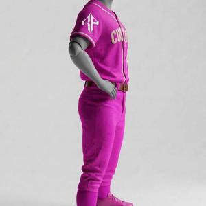 Uniforme de Béisbol de Manga Corta para Hombre, Color Rosa y Blanco, con Estampado Sublimado, Material 100% Poliéster de Alta Calidad, por RIVIAN ATLANTIC - Product Image 4