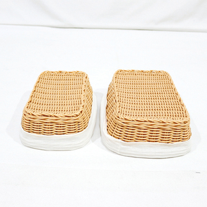 New Design Eco-Friendly <b>Plastic</b> Wicker Durable Washable Oval Multifunction Storage <b>Basket</b> Fruit Bread Serving Tray - Product Image 3