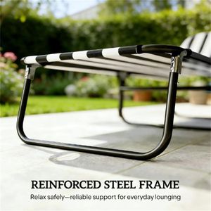Chaise longue pliable noire et blanche pour la plage, le camping ou la détente en plein air - Product Image 2