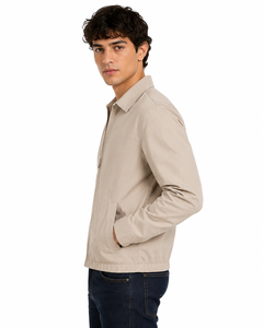 Classic <b>Men's</b> Beige Harrington <b>Jacket</b> Premium Lightweight Casual Zip-Up <b>Jacket</b> Timeless <b>Smart</b> Casual Outerwear Minimalist - Product Image 2