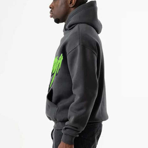 Sudaderas con Capucha para Hombre, de Algodón Mezclado, Teñido Liso, de Manga Larga, Corte Regular, Gruesas para Invierno, con Bordado Chenille Personalizado, Venta al Por Mayor - Product Image 4