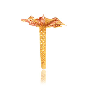 Anillo de Oro Daisy Shining Vision, Elegante Anillo de Dos Tonos con Flor de Oro, Joyería con Filigrana Intrincada para Mujer - Product Image 3
