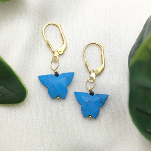 Sterling <b>Silver</b> Turquoise Gemstone Butterfly <b>Earrings</b> – Handmade <b>Dangle</b> <b>Earrings</b> for Gifts - Product Image 4