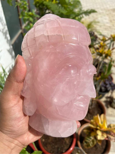 Rose Quartz <b>Buddha</b> <b>Head</b> Statue Hand Carved Crystal Sculpture OEM ODM Manufacturer Environmentally Friendly Feng Shui Religious - Product Image 3