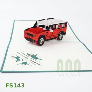การ์ดอวยพรรถยนต์ 3 มิติ แบบป๊อปอัพ รุ่น FS143 สีแดง ดีไซน์รถยนต์ ทำมือ ของขวัญงานฝีมือคริสต์มาส - Product Image 1