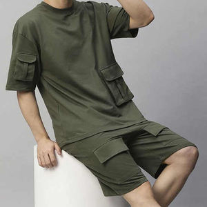 Cumbre Sports Customized Made OEM <b>Twins</b> <b>Set</b> For Men Two Piece Summer Streetwear Beach Wear T-Shirts Short <b>Set</b> With Multi Pockets - Product Image 4