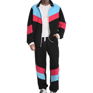 Unisex Color Blocking Tracksuit Full Sleeve Zipper Fly Loose Fit Sporty Style Green <b>Purple</b> Yellow Polyester Adult Spring Wear - Product Image 4