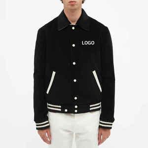 Veste universitaire de qualité supérieure pour la saison hivernale - Laine noire de qualité supérieure, col montant, doublure en polaire, séchage rapide et respirante, respectueuse de l'environnement - Product Image 2