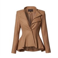 Blazer de costume professionnel pour femme, col en V, double boutonnage, tricoté uni, anti-plis, respirant et confortable