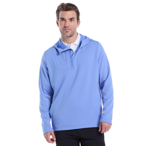 Sudadera con Capucha y Cierre de Cremallera de un Cuarto para Hombre, Color Azul Claro, Manga Larga, Tejido de Punto, Estilo Casual, Transpirable, para Golf - Product Image 1