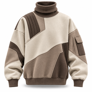 Sweat-shirt surdimensionné en molleton lourd 100 % coton personnalisé pour l'hiver, avec col double couche doublé, design chaud et décontracté, style streetwear - Product Image 5