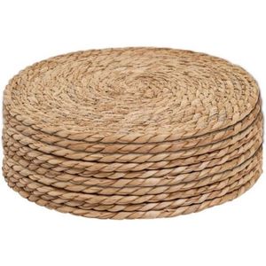 Natural Handwoven Water Hyacinth Placemat Round EcoFriendly <b>Table</b> Mat Heat Resistant Braided Tableware Pad for Dining Room Decor - Product Image 1