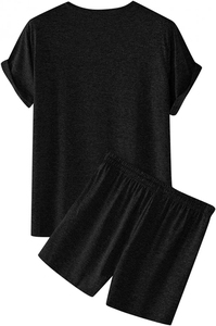 Heavyweight 100% Cotton 210GSM Eco-Friendly Quick Dry Custom DTF Printed Logo O-Neck Loose Fit t-shirt & short men's 2 piece set - Product Image 5