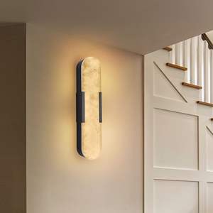 19.7\" Natural Marble Wall <b>Sconce</b> Modern Indoor Black <b>Sconces</b> Set for Bathroom Living Room Bedroom Hallway Stairs Wall <b>Lighting</b> - Product Image 1