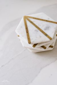 Perfect Design <b>Marble</b> <b>Coaster</b> With Brass Strip Stone <b>Coaster</b> With Brass Mats & Pads At very best factory Price - Product Image 6