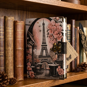 Vintage Eiffel Tower Lock Diary <b>Notebook</b> <b>A5</b> Cardboard Notepad | Handmade Floral Travel Writing 100 Sheets Metal Clasp Closure - Product Image 4