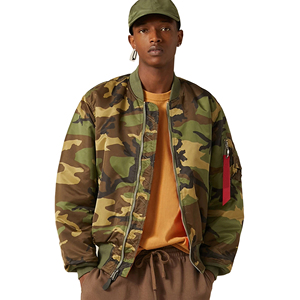 High Quality Men's <b>Camo</b> Bomber <b>Jacket</b> Breathable Slim Stand Design Light Winter Size Zipper OEM Services - Product Image 1