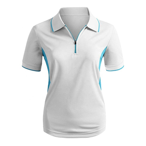 Polo de Mujer de Alta Calidad, Personalizado OEM ODM, Manga Corta, Secado Rápido, Corte Deportivo, Ribete Azul, Largo Regular, para Primavera/Verano - Product Image 1
